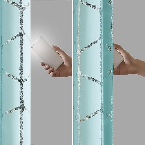 Intelligent Design Blackout Curtain, Light Blocking, 50x63 Aqua/Silver - image 8