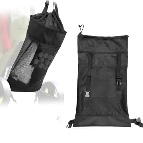 Golf Push Cart Accessories - Golf Storage Bag and Organizer for Universal Cart with Drawstring Closure 3 Adjustable Buckles & Inner Mesh Pocket for Golf Balls Oxford Cloth & Mesh Construction