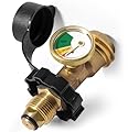 100 lb Propane Tank Adapter with Gauge, Universal Fit POL Propane Tank Gauge Converts POL Gas Tank Service Valve to QCC1 / Type 1, Old to New Connection Type, Solid Brass (1 Pack)