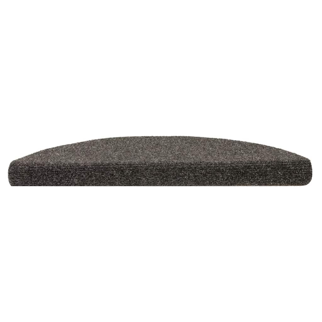 Alfombrillas autoadhesivas para escalones, color antracita, semicirculares, 30 unidades, cada una de 56 x 17 x 3 cm, de polipropileno para subir escaleras antideslizantes y fáciles de limpiar