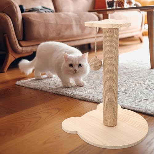 Rascador para gatos con poste de sisal y base de madera miniatura 5