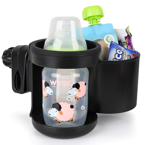 Image of Accmor Stroller Cup Holder, Universal Cup Holder for Walker Wheelchair Bike | 360 Rotatable Attachment Accessories for Uppababy Nuna Doona Strollers Scooter