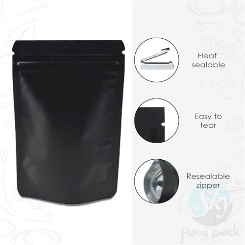SKY FLEXI PACK Matte Black Zip Lock Stand Up Pouches, Pack of 50 - Image 4