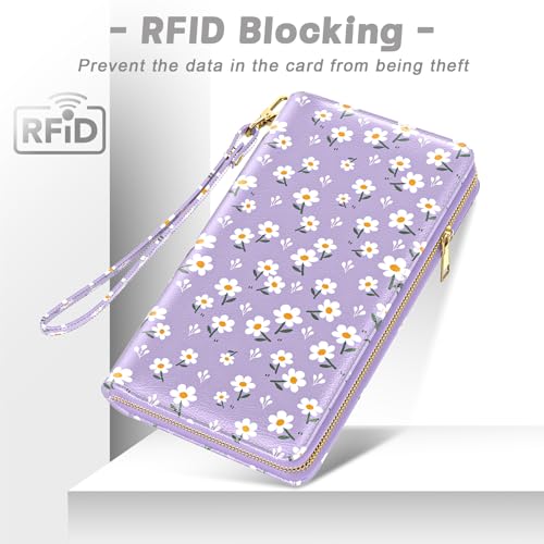 Image of Aiawoxc Womens Wallet, RFID Wristlet Wallets for Women, Ladies Clutch Purses, Large Travel Card Holder with Phone Holder | RFID