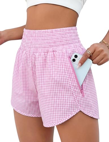 Image of BMJL Women's Athletic Shorts High Waisted Running Shorts Pocket Sporty Shorts Gym Elastic Workout Shorts