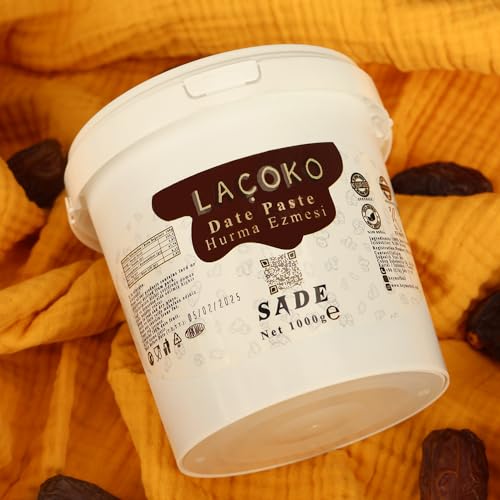 LAÇOKO Hurma Ezmesi 1kg | Şekersiz & Katkısız | İlave Şeker İçermez | Glutensiz Vegan | Sporcu, Diyet ve Sağlıklı Beslenme İçin Doğal Hurma Püresi