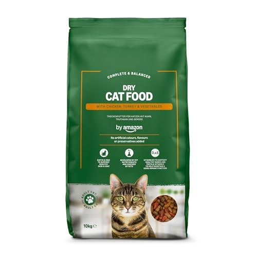 by Amazon - Alimento secco completo per gatti adulti con pollo, tacchino e verdure, 1 confezione da 10 kg