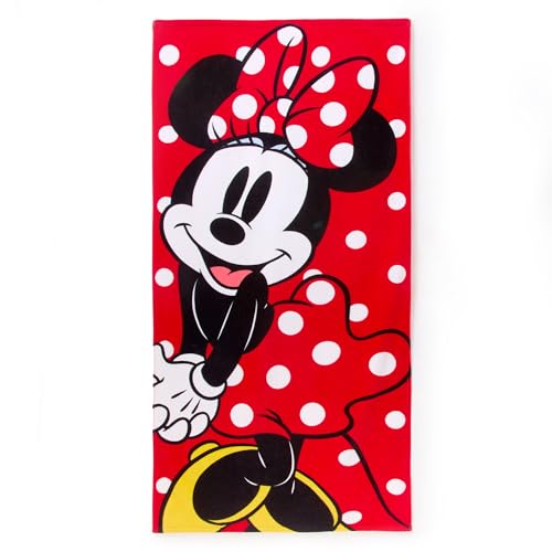Disney Store Official Minnie Mouse Beach Towel with Minnie Screen Art on Topside - Measures 29 x 58 - Soft & Absorbent for Pool or Beach - Bath Towels for Kids Who Love Disney