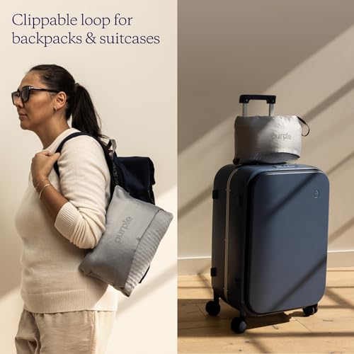 Image of Purple Harmony Anywhere Travel Case, Satin Travel Pillow Case | Compression Carrier for the Harmony Anywhere Travel Pillow, Trolley Sleeve and Clip Loop, Machine Washable
