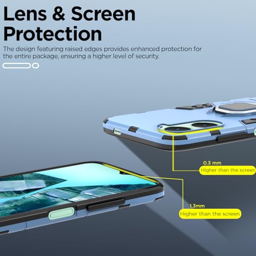 Image of Pikkme D5 Tough Armor Bumper Case | 360 Protection Case | Ring Holder Stand Back Cover for iQOO Z9 Lite 5G / Vivo T3 Lite 5G / Vivo Y18 / Y18e / Y03 (Blue)