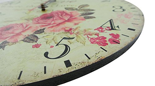 Usmile 12 Inch Wall Clock Battery Operated Silent Non Ticking Vintage Large Decorative Wooden Retro Wall Clocks For Living Room Kitchen Kids Room (Sweet Rose Sing For Love Style) #TOP1