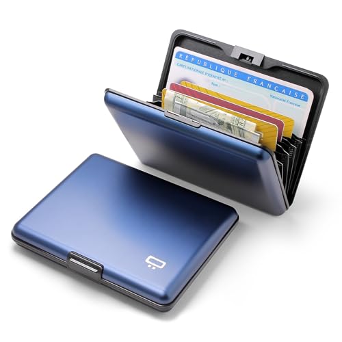 ÖGON -DESIGNS- Aluminum wallet, Large capacity, RFID Protection against fraud and demagnetization, Smart Case BIG STOCKHOLM model (Aluminum Navy Blue)3