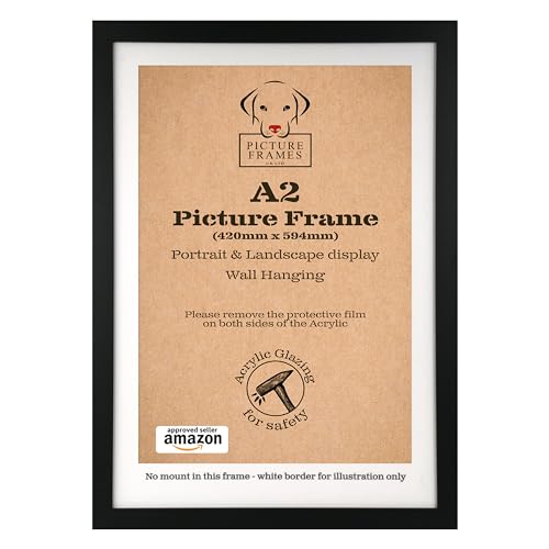A2 Black Picture Frame, A2 Picture Frame, A2 Poster Frames, A2 Frame Black, A2 Frame - 59.4 x 42cm - Wall Hanging