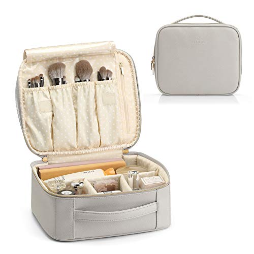 VLANDO Travel Makeup Cosmetic Case Organizer Portable Storage Bag with Adjustable Dividers for Cosmetics Makeup brushes, girls, women, friends.(gray) VLANDO Travel Makeup Cosmetic Case Organizer Portable Storage Bag with Adjustable Dividers for Cosmetics Makeup brushes, girls, women, friends.(gray)