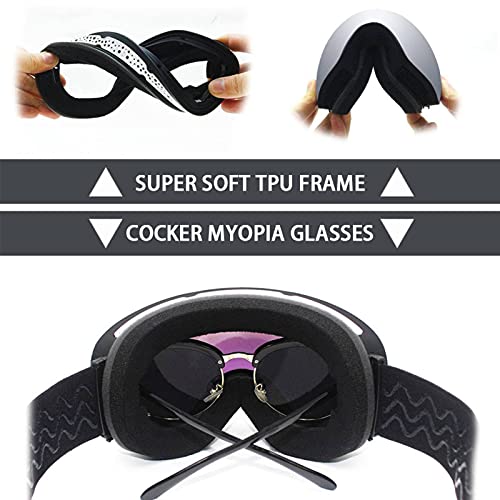 Gafas de esquí antivaho anti-ultravioleta con miopía intercambiable 5