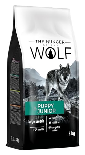 The Hunger of the Wolf Hundefutter für Welpen und Junghunde großer Rassen, Trockenfutter mit hohem Geflügelfleischanteil - 3 kg