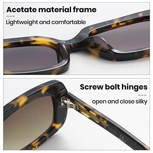 Veda Tinda Y2k Rectangle Sunglasses Men Women Polarized 90's Retro UV400 Protection Brown3