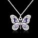 COLORFUL BLING 1Pcs Beautiful Alloy Rhinestone Butterfly Long Necklaces Fashion Enamel Butterfly Necklace for Women（purple）