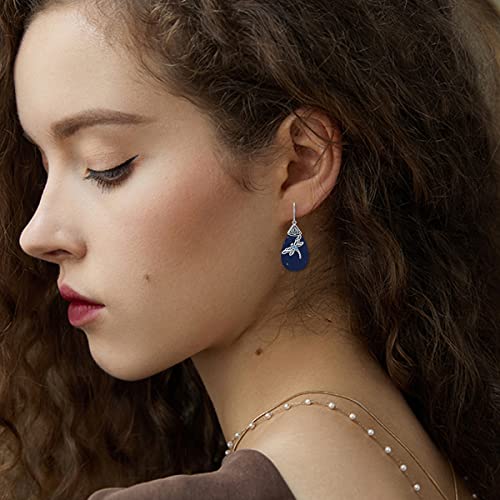 Aoboco Sterling Silver Celtic Dragonfly Dangle Drop Earrings With Lapis Lazuli, Celtic Jewelry Birthday Gifts For Women Her Wife Mom #TOP4