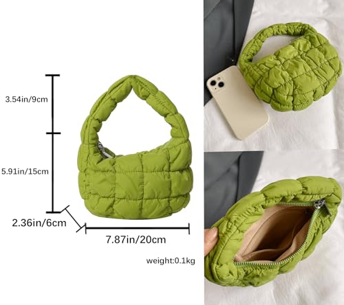 Image of Quilted MINI Handbag and Purses Women Puffer Nylon Hobo Cotton Padded Purse Work Travel Lightweight