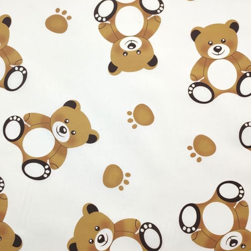 Panini Tessuti, Coton Ours Grands Fond Blanc OEKO-TEX signé Sandwiches Tissus - Vêtements, Mobilier, Patchwork - Vendu au demi-mètre linéaire