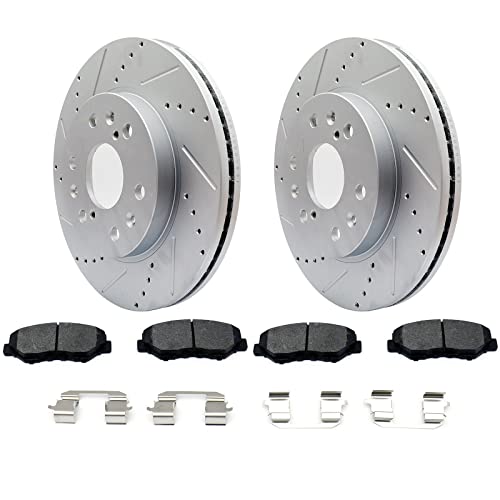Image of FKG Front Brake Pad and Rotor Kit fit for 2002-2004 Honda CR-V,2003-2011 Honda Element, 2003-2007 Honda Accord (2.4L ONLY)