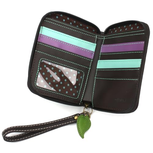 Image of CHALA Zip Around Wallet, Wristlet, 8 Credit Card Slots, Sturdy Pu Leather - Hydrangea - purple