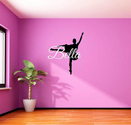 Custom Name Ballet Dance Wall Decal - Boys Girls Personalized Name Dancer Wall Sticker - Custom Name Sign - Custom Name Stencil Monogram - Boys Girls Room Wall Decor