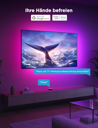 Govee LED TV Hintergrundbeleuchtung 2,4 M, RGBIC LED Strip für 40-50 Zoll Fernseher, Intelligente Streifen mit Bluetooth & WLAN Steuerung, Funktioniert mit Alexa & Google Assistant, Musiksync 5
