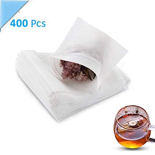 400 Pcs Tea Filter Bags,Disposable Empty Cotton Drawstring Seal Filter Loose Leaf Tea Bags （3.54 X 2.75 Inch） #TOP6