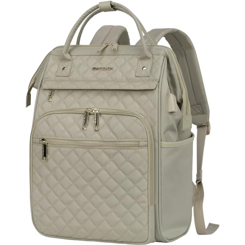 Empsign Mochila Para Laptop Para Mujer, Acolchado Caqui Claro, 43,18 Cm, Trabajo, Viajes, Laptop, Universidad Empsign Mochila Para Laptop Para Mujer, Acolchado Caqui Claro, 43,18 Cm, Trabajo, Viajes, Laptop, Universidad