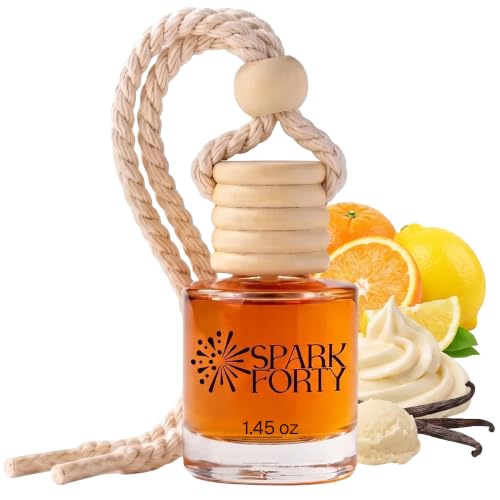 Image of Orange Car Air Freshener Hanging | Car Perfume, 8 ml | 0.27 fl oz (8 ml) | 30-Day Luxury Glass Diffuser | Orange, Lemon & Creamy Vanilla | Long-Lasting Citrus Scent