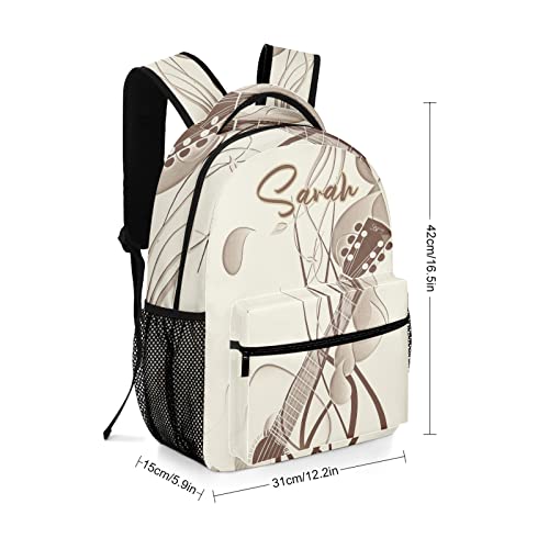 Personalized Abstract Violin Retro Music Waterproof Backpack Daypack for Women Men Gifts with Name2