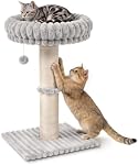 Avont Poste de scratching pour chat avec perche, Tour d'arbre pour chat et lit en peluche pour chat intérieur, Poste de Scratcher Sisal avec base antidérapante pour chat moyen -Lightgrey