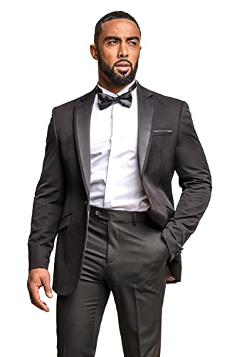 Costume de marié coupe cintrée ensemble smoking noir de cérémonie