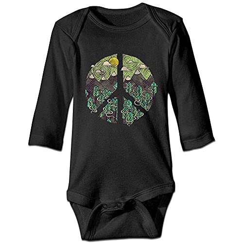 Image of DOQOSESHY Nature Peace Sign Baby Climbing Short Sleeve Bodysuit Infant Cotton Long Sleeve Jumpsuit, 3 Months