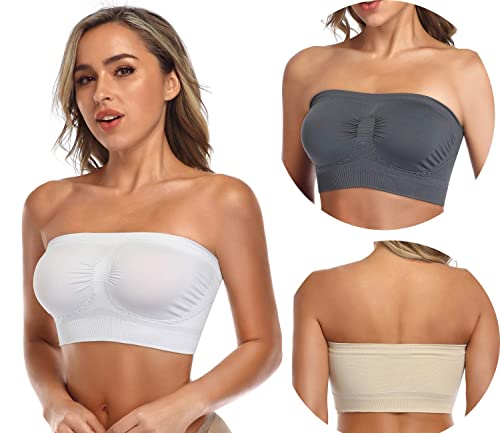 Image of Strapless Comfort Wireless Bra with Slip Silicone Bandeau Bralette Tube Top