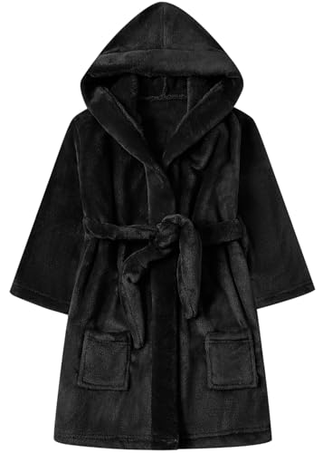 Image of Umeyda Girls Fleece Hooded Robes, Warm Printed Bath Robe for Kids Soft Fuzzy Bathrobe for Gifts