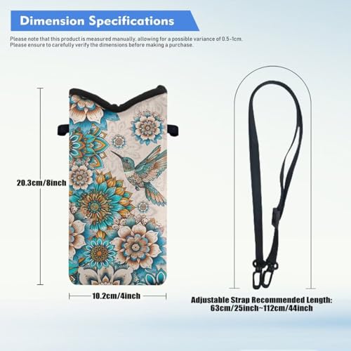 Image of Women Men Small Crossbody Phone Bag Cellphone Wallet Purse Compatible with Most Smartphones Phone Carry Pouch for Travel, Outings, Beach, Hiking, 8 x 4 inch, Boho Flower Hummingbird
