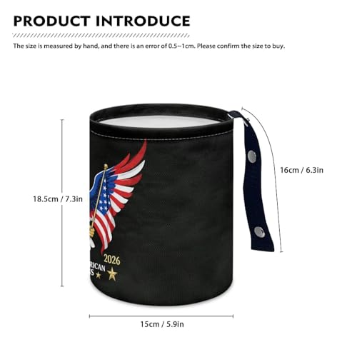 Image of 250TH Anniversary of America Flag Eagle Car Front Seat Can Foldable Auto Console Center Back Seat Garbage Container Bag Kitchen Rubbish Bin Fashion Vehicle Organization Basket