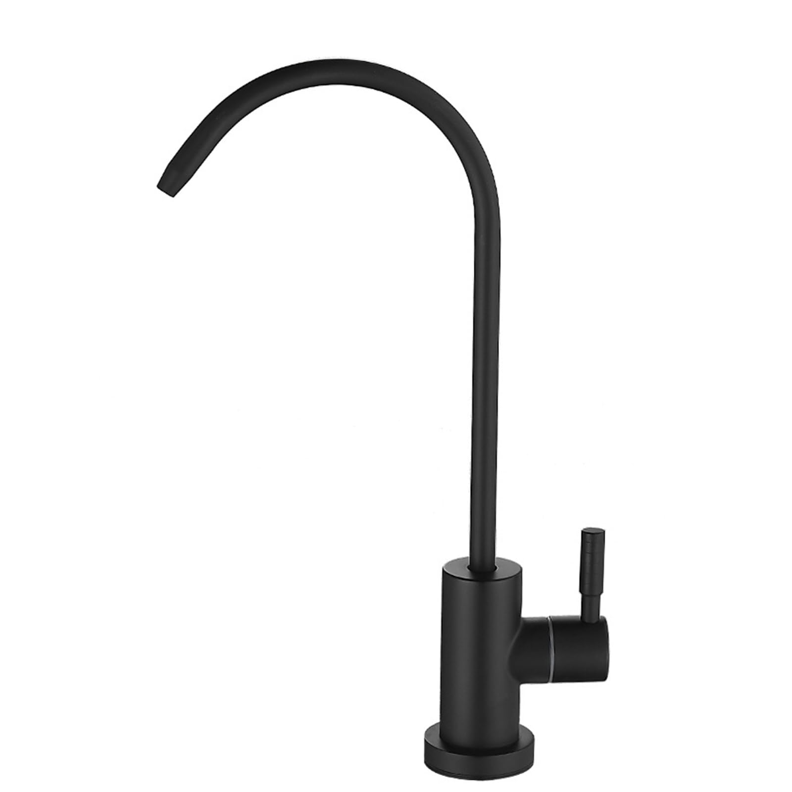 Faucet Stylish Swan Neck Filtered Water Tap for Kitchen Sink Single Handle Black Faucet with Swivel Spout (Black A)