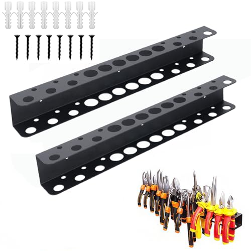 Xinsenke Werkzeughalter Wand, 2 Stück Werkzeug Organizer 40 CM Wandhalterung Werkzeughalter 14 Löcher Schraubendreher Halterung mit Schrauben und Expansionsrohr für Garage Werkstätten und Werkbänke