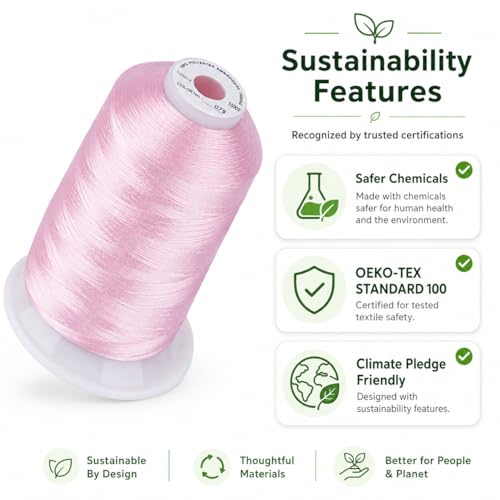 Image of Simthread Embroidery Machine Thread 5000M 40WT Polyester, Salmon Pink 079 | 5000M 40WT polyester thread feeds smoothly for home or commercial embroidery projects.