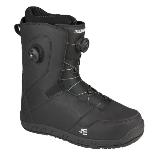 Image of 5th Element Men's Lace and Dial Snowboard Boots, Lace Black, 6 | Waterproof Liner, Secure Fit, Rubber Outsole, Designed for Beginner and Intermediate All-Mountain Snowboarders
