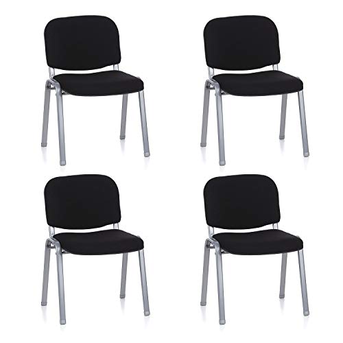 hjh OFFICE 704530 chaise de conférence 4 x XT 600 (lot de 4), noir/argent empilable