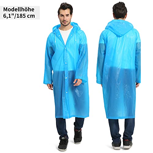 Opret 2 Stück Regenmantel Durchsichtiger Regenponcho für Damen Herren, Wiederverwendbar Wasserdicht Regencape Regenjacke, Eva Atmungsaktiv Regen Zubehör für Wandern Radfahren Camping Reisen