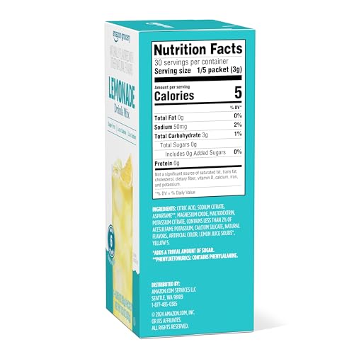 Image of Amazon Grocery, Lemonade Drink Mix Singles, 3.2 Oz
