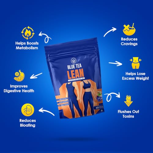 Image of BLUE TEA - Lean Tea - 60 Tea Bags - Pyramid Plant Based | Caffeine Free - Herbal Tea - Sugar Free | Zipper Pack