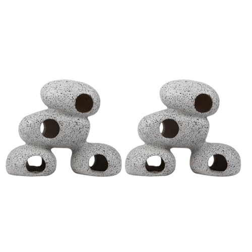 ibasenice 2Pcs Fish Tank Decor Creative Resin Stones for Fish Rest and Hideaway Non Deformable Lightweight Aquarium Decoration Safe for Cichlids and Betta for Aquascaping