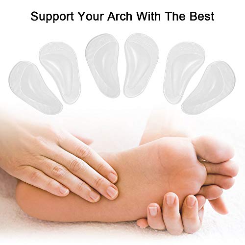 Image of Arch Support Insole for Flat Feet 1 Pairs, Thicken Gel Arch Pads for Flat Feet - Self-Adhesive Arch Cushions Inserts for Men and Women, Clear, Relieves Feet Pain, Plantar Fasciitis & Heel Spurs, Orthotic Inserts for Enhanced Stability, Trimmable Shoe Inserts